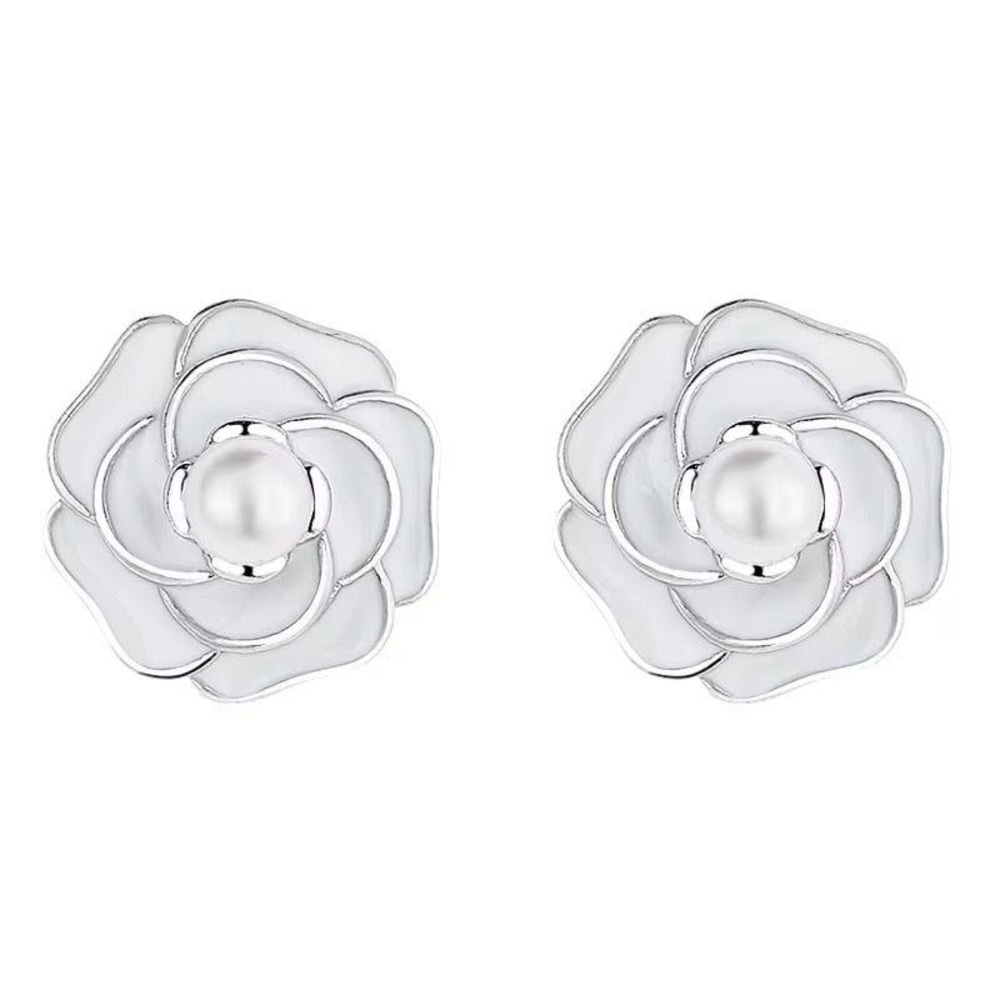 Elegant 925 Pure Silver Floral Earrings
